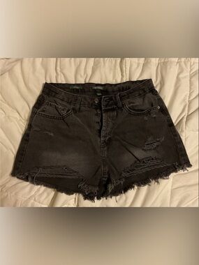 wild fable Black Distressed Frayed Hem Jean Shorts